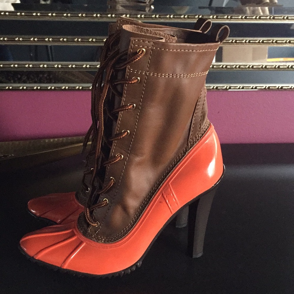 Casadei Leather & Rubber Heel Rain Boots